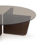 Valencia Round Side Table with Glass Top in Dead Flat Walnut