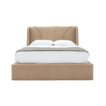 Ivy Queen Bed Slipcovered in Stonewash Linen Optic White