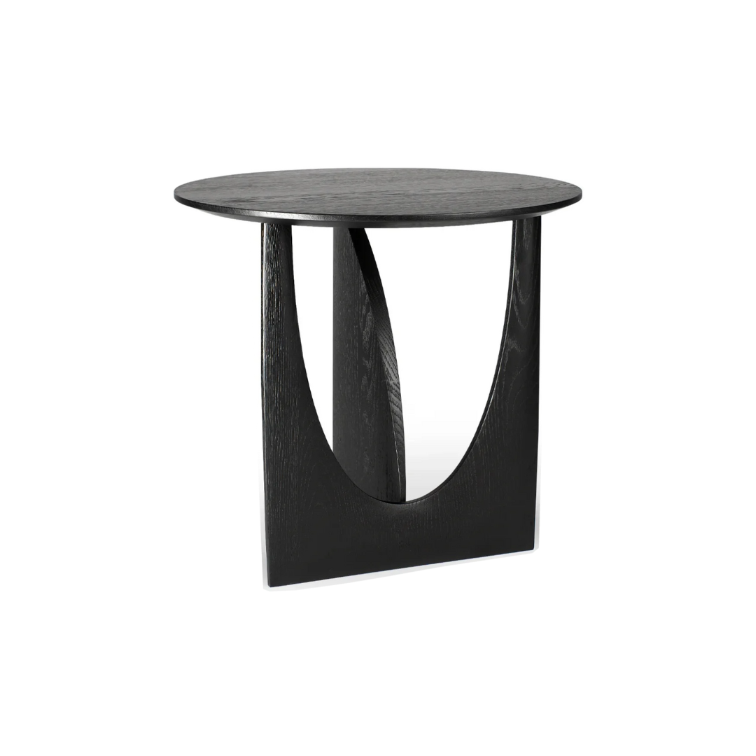 Geometric Side Table Black Varnished Oak