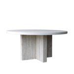 White Concrete Top Coffee Table with Elm Base