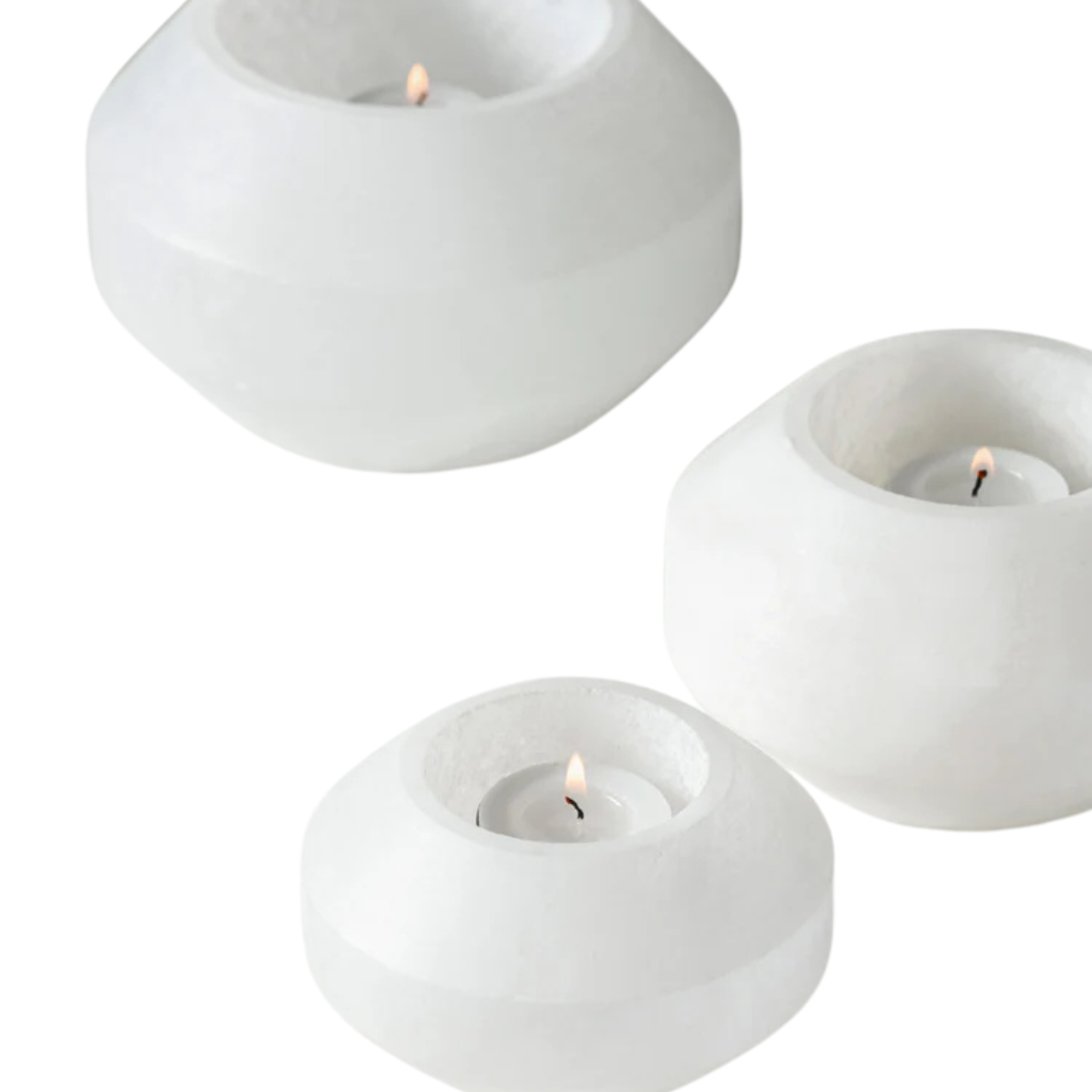 Candle Holder - White Alabaster