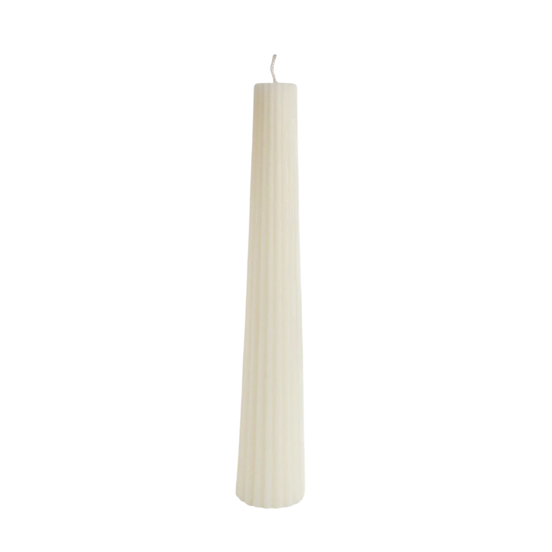 Fluted Pillar Candle - Cream
