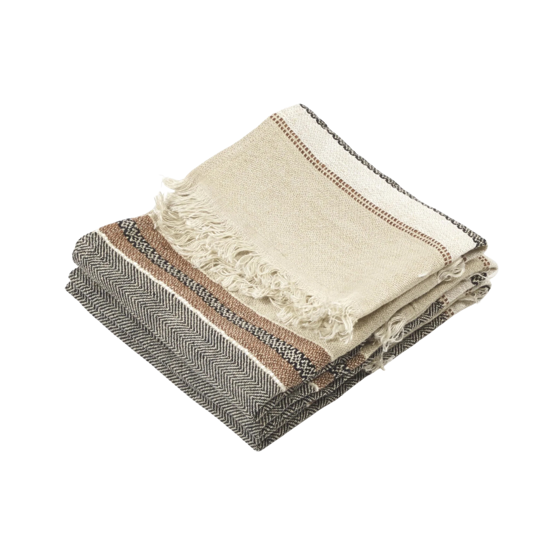 Belgian Guest Towel in Beeswax Stripe