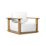 Newport Swivel Lounge Chair in Teak Natural & Batyline White, Panama Blanco