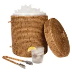 Artifacts Trading Company Rattan Ice Bucket w/ Tongs - Honey Brown - Medium