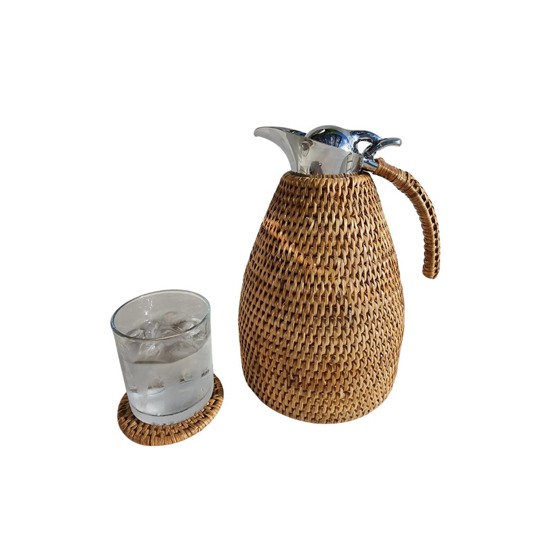 Artifacts Trading Company Rattan 1.5 Stainless Steel Thermos - Honey Brown