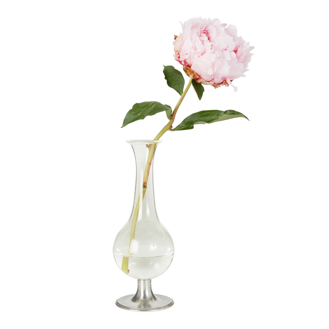 Pewter Footed Glass Vase