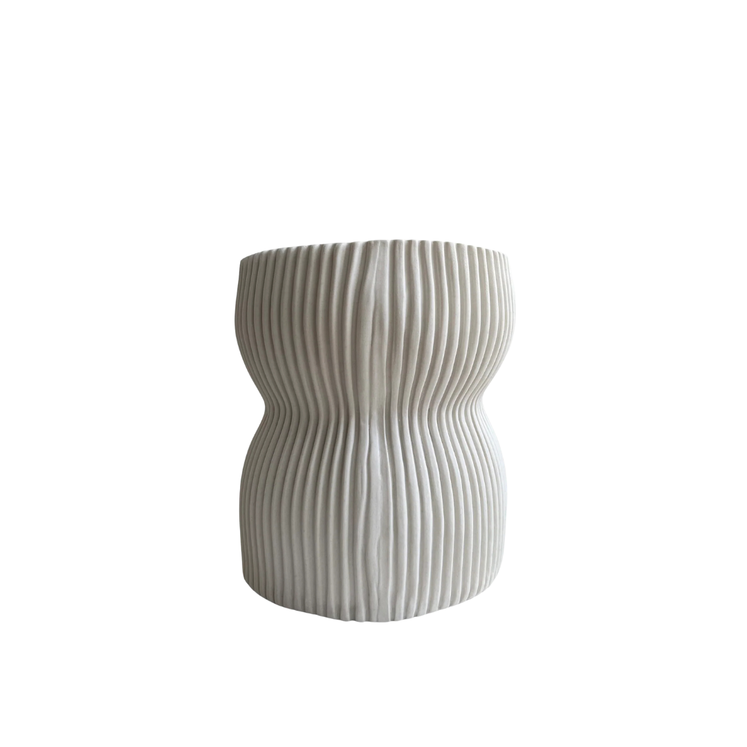 Small Round Curvy Vase in White