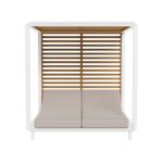 Breeze XL Cabana in Aluminum White & Teak Natural, Panama Marble