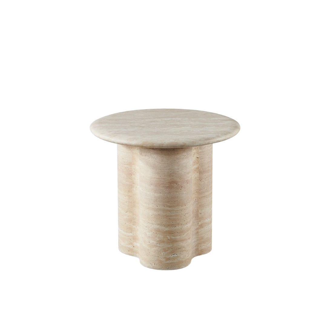 Porto Travertine Round Side Table - Travertine Natural