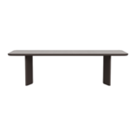 Moab Dining Table 107" in Aluminum Bronze & Travertine Dark Grey