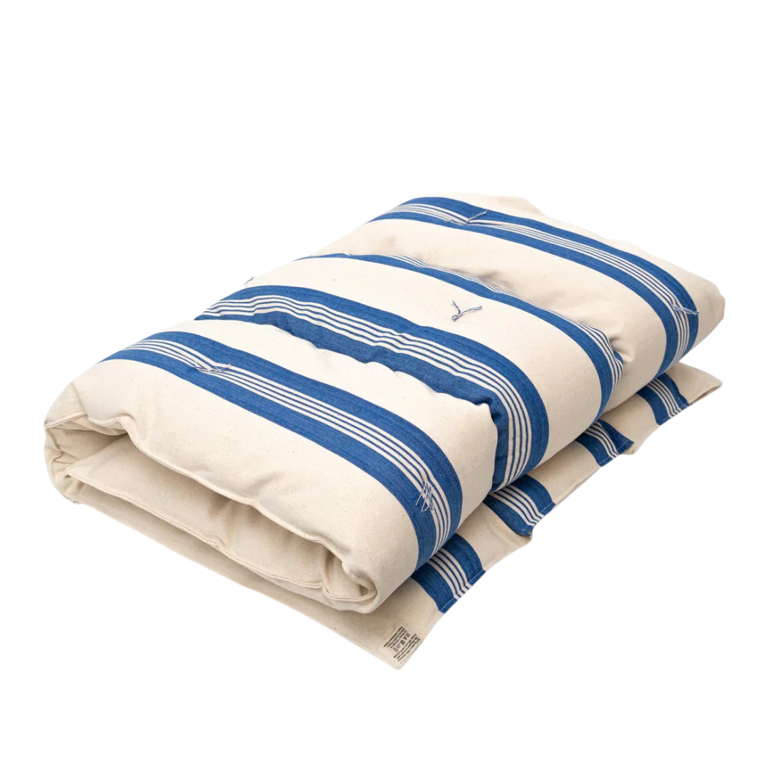 Tensira Mattress Topper - Sky Blue/Off-White Stripe