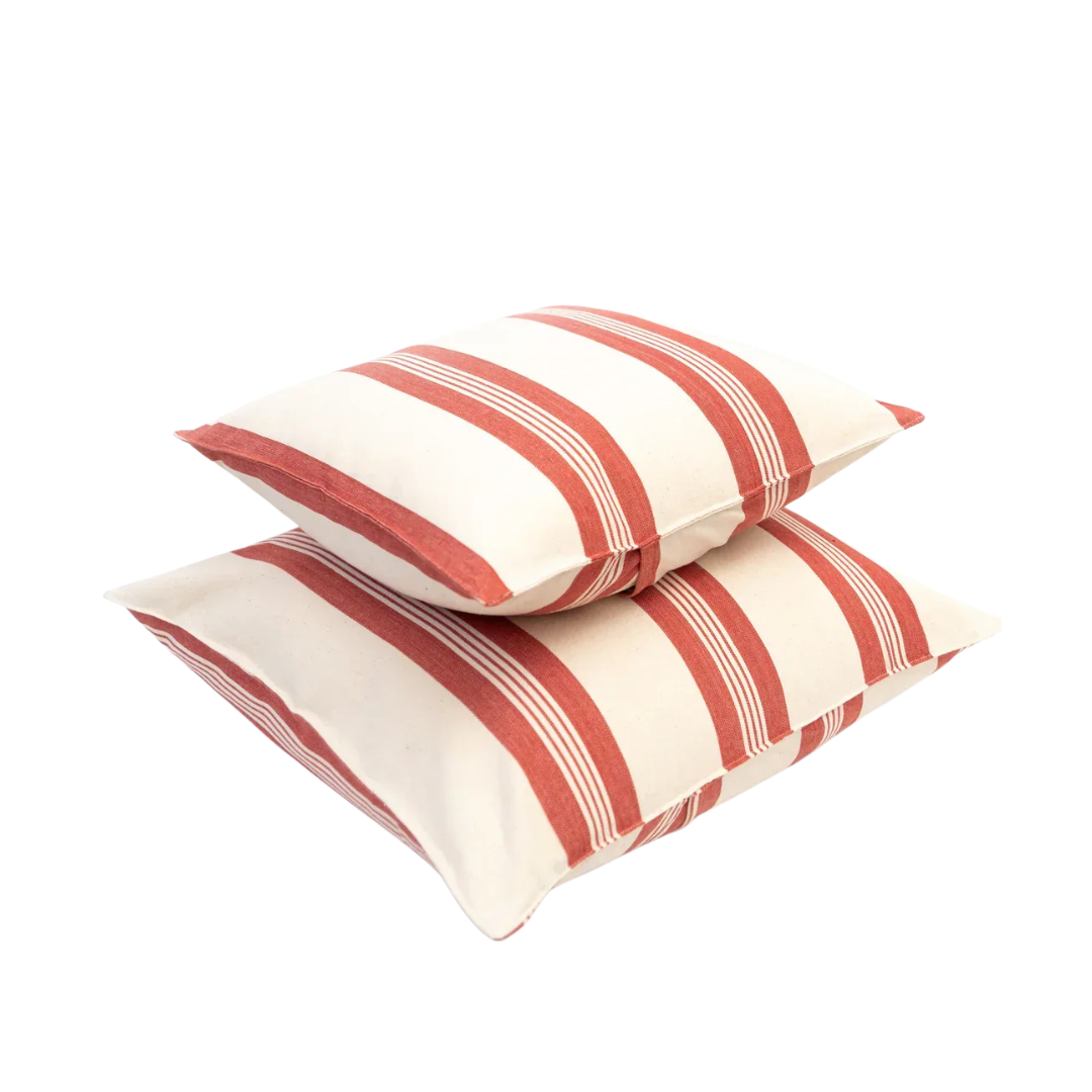 Tensira Cushion Cover - Red & White Stripe