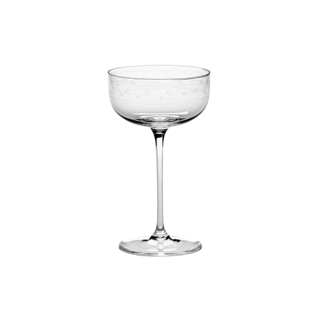 Champagne Coupe with Engraved Floral