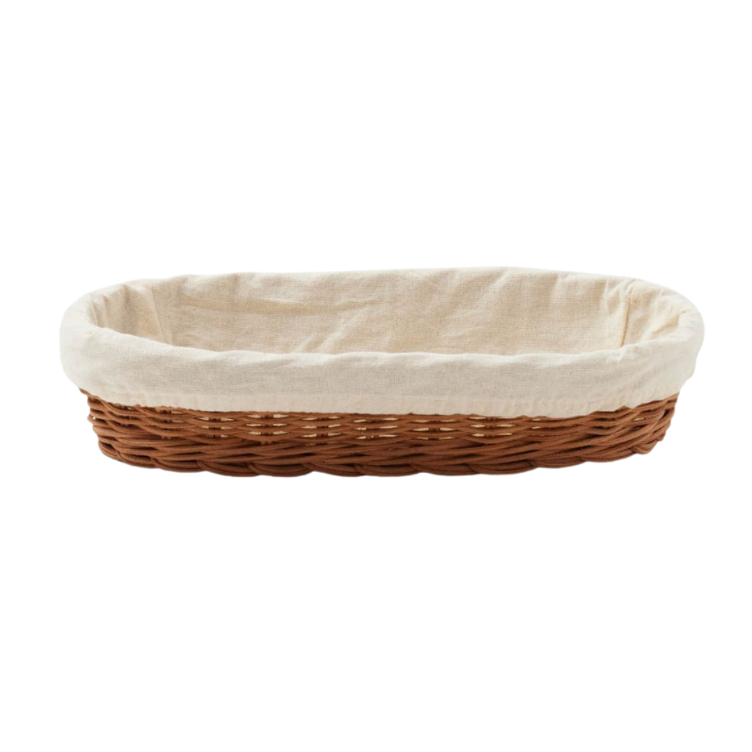 Large Oblong Rattan Tray with Liner