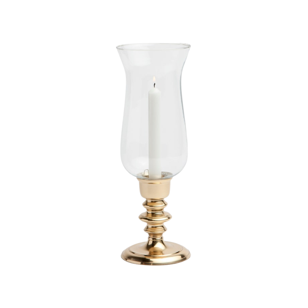 Hurricane Candle Holder in Polished Brass