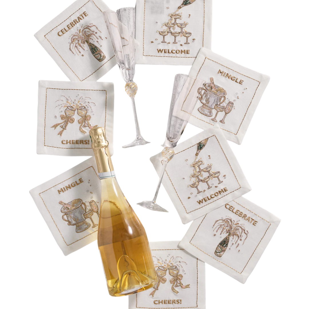 Kim Seybert "Cheers!" Cocktail Napkin Set