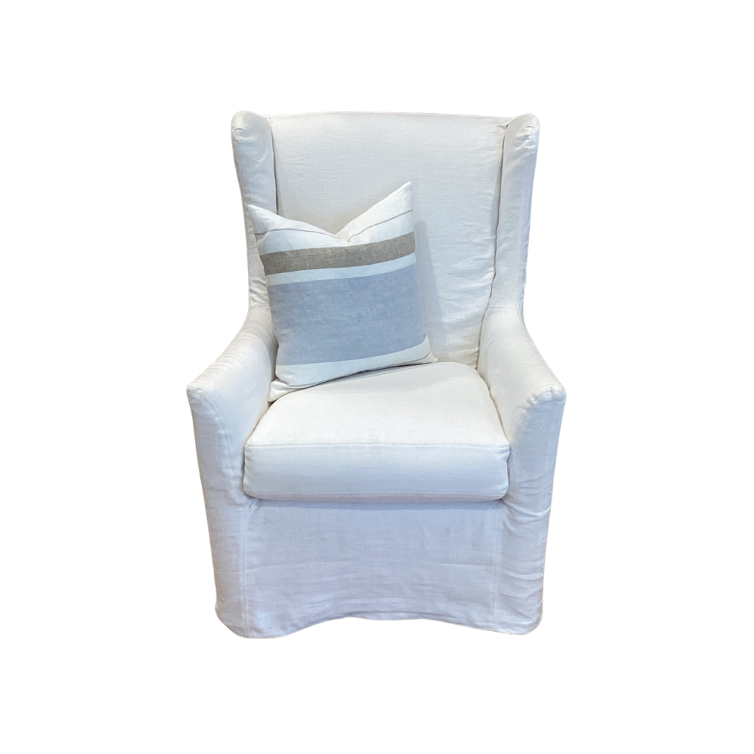 Slipcovered Swivel Chair in Palmer Optic White