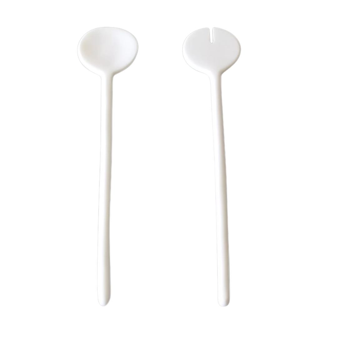 White Sculpt Round Serving Set