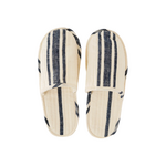 Live Linen Blue Striped Linen Slippers, Medium