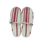 Live Linen Red Striped Linen Slippers, Small