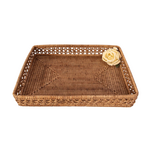 Artifacts Trading Company Honey Brown Rattan Rectangular Tray