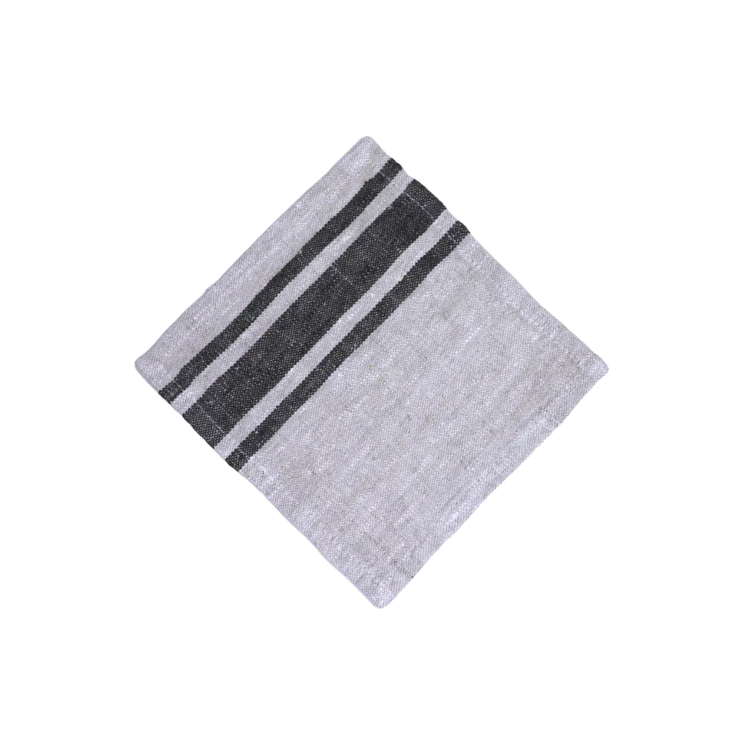 Grey w/ Black Stripes Cocktail Napkins (Set Of 6)
