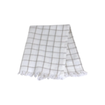 Stonewashed Linen Guest Towel, White w/ Natural Squares
