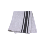 Stonewashed Linen Guest Towel, Grey w/ Black Stripes