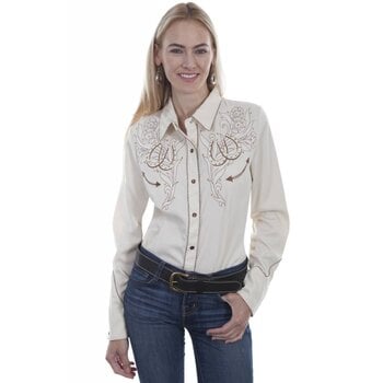 Scully Leather Women's Scully Roses and Horseshoes Embroidered Shirt