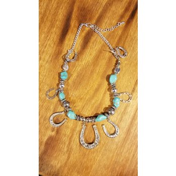 Set - Necklace/Earrings Horseshoe & Turquoise Stones