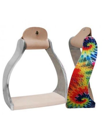 Showman Twisted Angled Aluminum Western Stirrups with Tie Dye Print