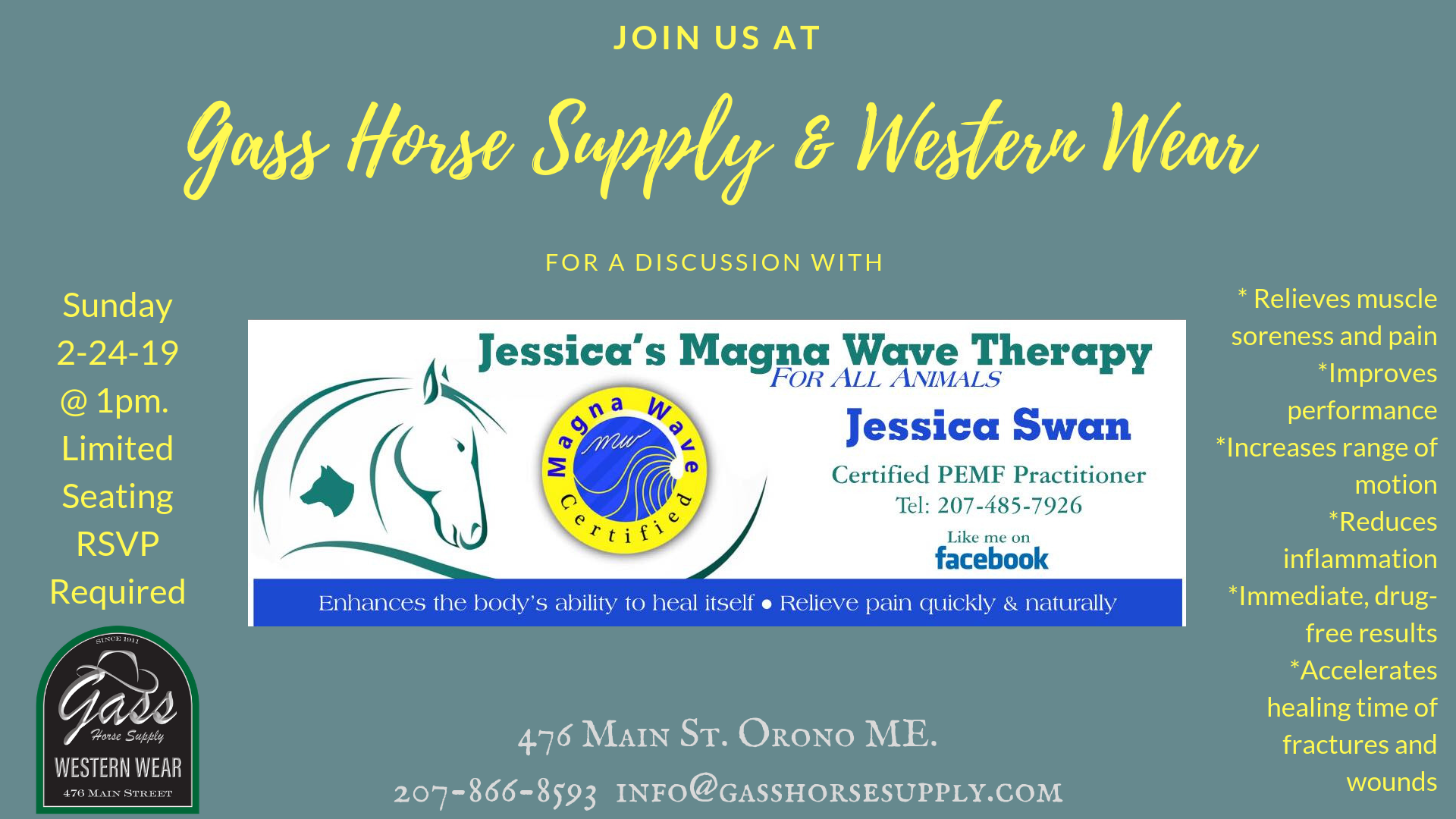 Gass Horse Supply & Western Wear Seminar Schedule - Gass Horse