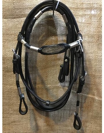 Showman Pony Headstall Set w/Silver & Nickel - Black