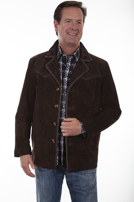 Scully Leather Men's Scully Pick Stitch Expresso Boar Suede Coat -