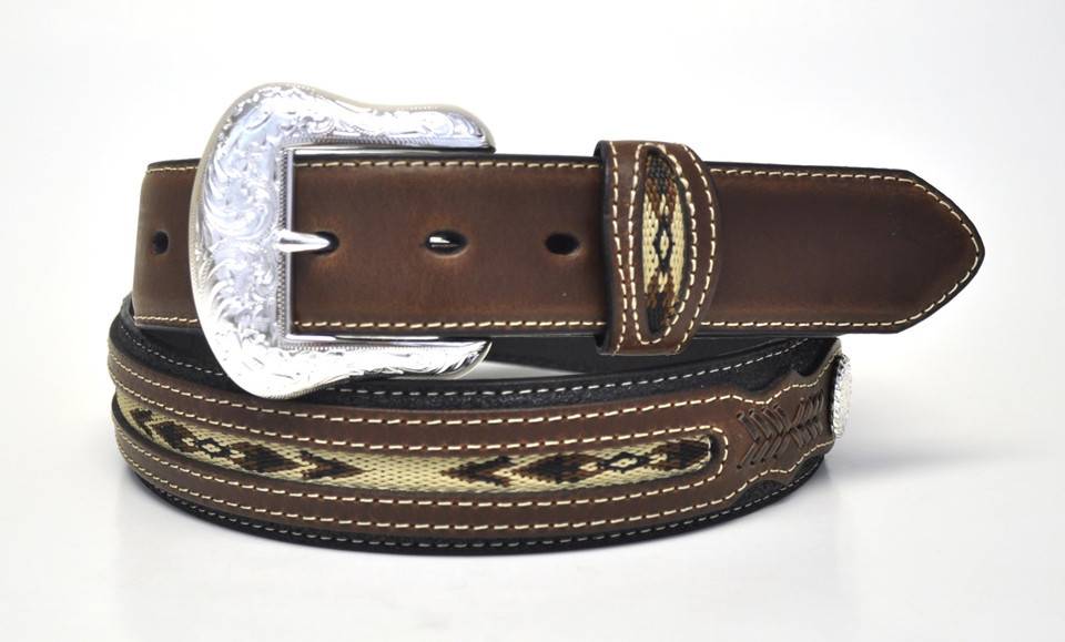 Adult Nocona Belt w/ Fabric Center Gass Horse Supply & Western Wear