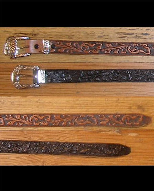 Rockmount Adult - Tooled Leather Belt, Black