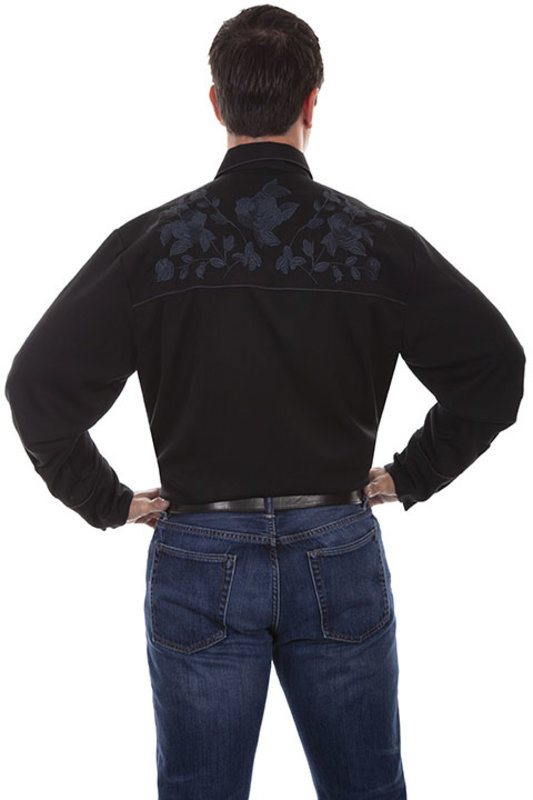 Scully Leather Men's Scully Rose Embroidered Yoke Western Shirt