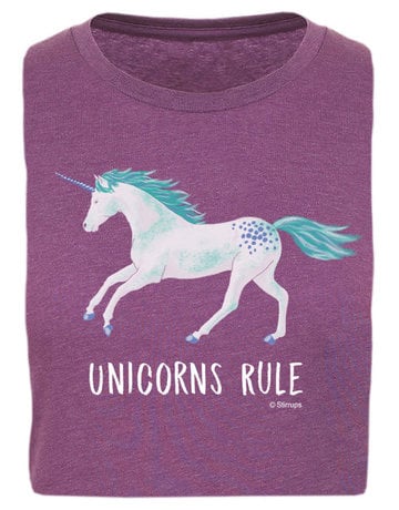 Stirrups Children's Stirrup Unicorns Rule Short Sleeve T-Shirt, Purple