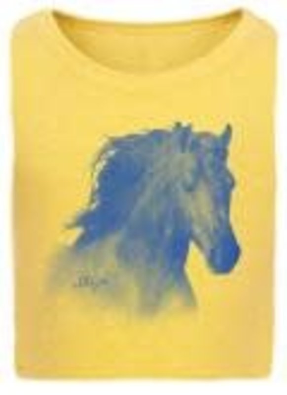Stirrups Children's Stirrups Horse Head Fitted Short Sleeve T-Shirt, Banana Cream