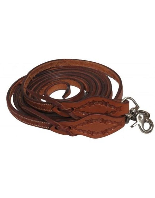 Showman Showman Leather Split Reins - Barbwire Tooled