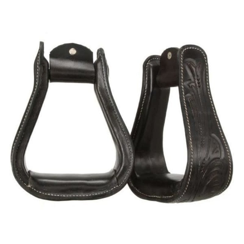 Tough-1 Royal King Embossed Stirrups, Black