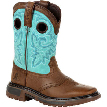 Rocky Youth Rocky Big Kid's Original Ride FLX Western Boot - Turquoise Brown