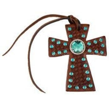 Showman Tie On Cross w/ Emerald Rhinestones