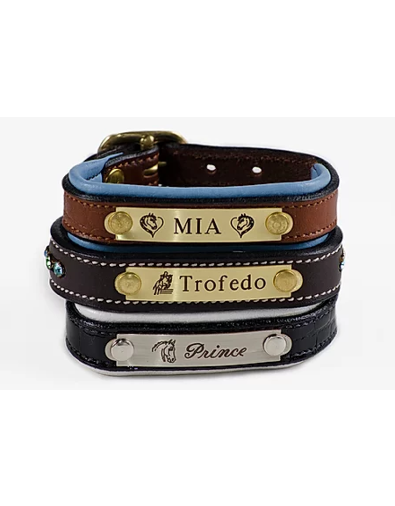 Horse Fare Products Bracelet - Padded Leather with Engraved Plate