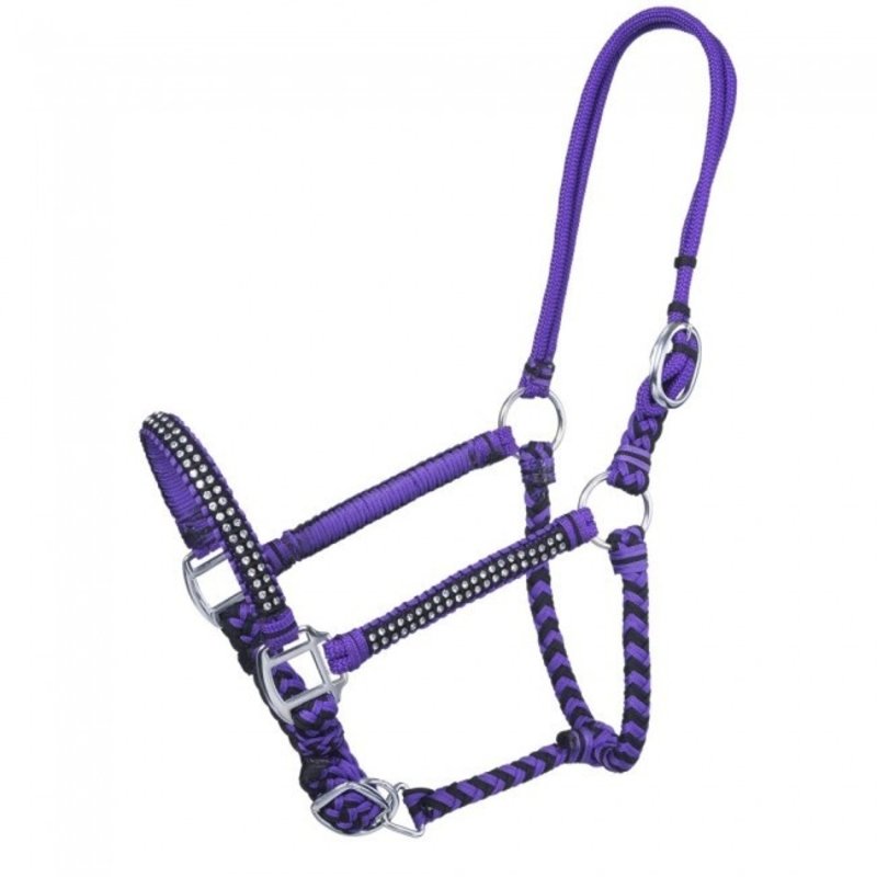 Tough-1 Braided Cord Halter with Crystal Accents - Horse Size