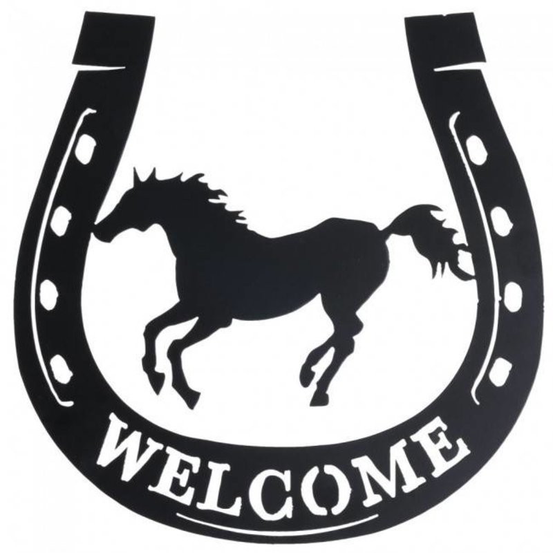 Welcome Horseshoe, Metal Sign - 12-1/4 x 12-1/4 - Gass Horse