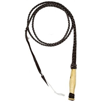 Showman Braided Leather Bull Whip, Wood Handle - 10' Long