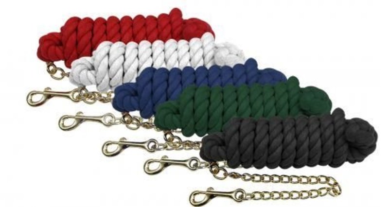 Showman Cotton Lead w/Chain Various Colors