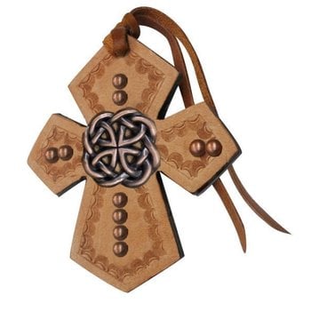 Leather Saddle Charm with Celtic Concho Lt. Oil